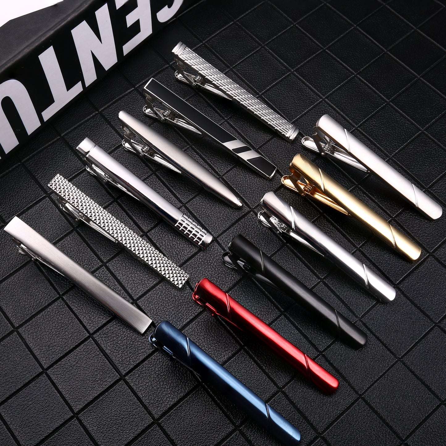FIOROYAL 12Pcs Tie Clips for Men Silver Black Gold Tone Tie Bar for Regular Ties Classic Tie Clasps Necktie Wedding Meeting Business Clips with Gift Box