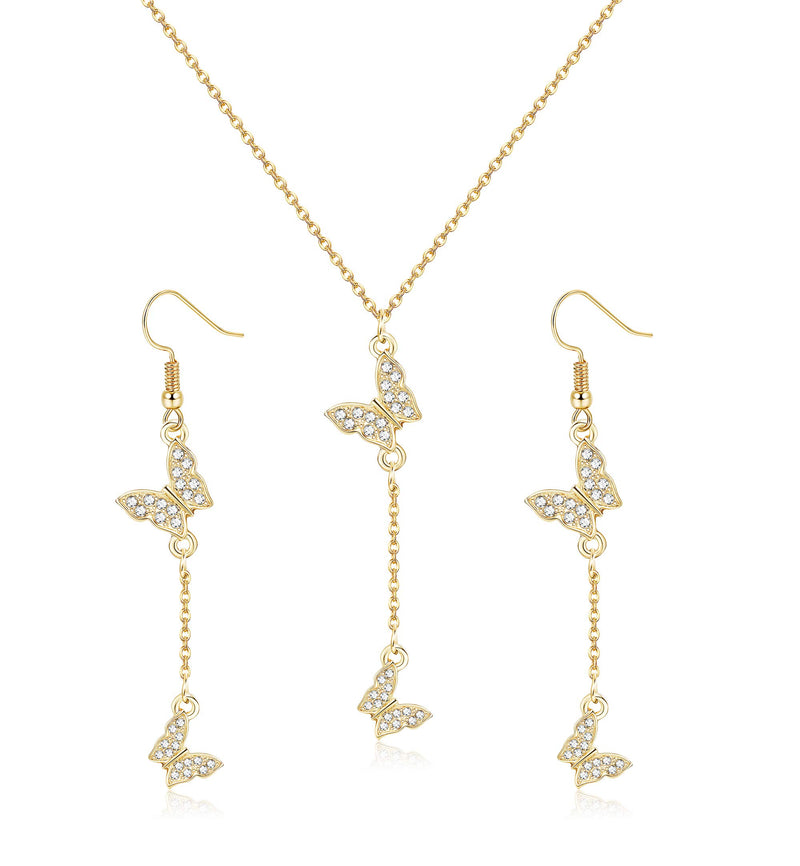 Butterfly Earrings Necklace Set for Women