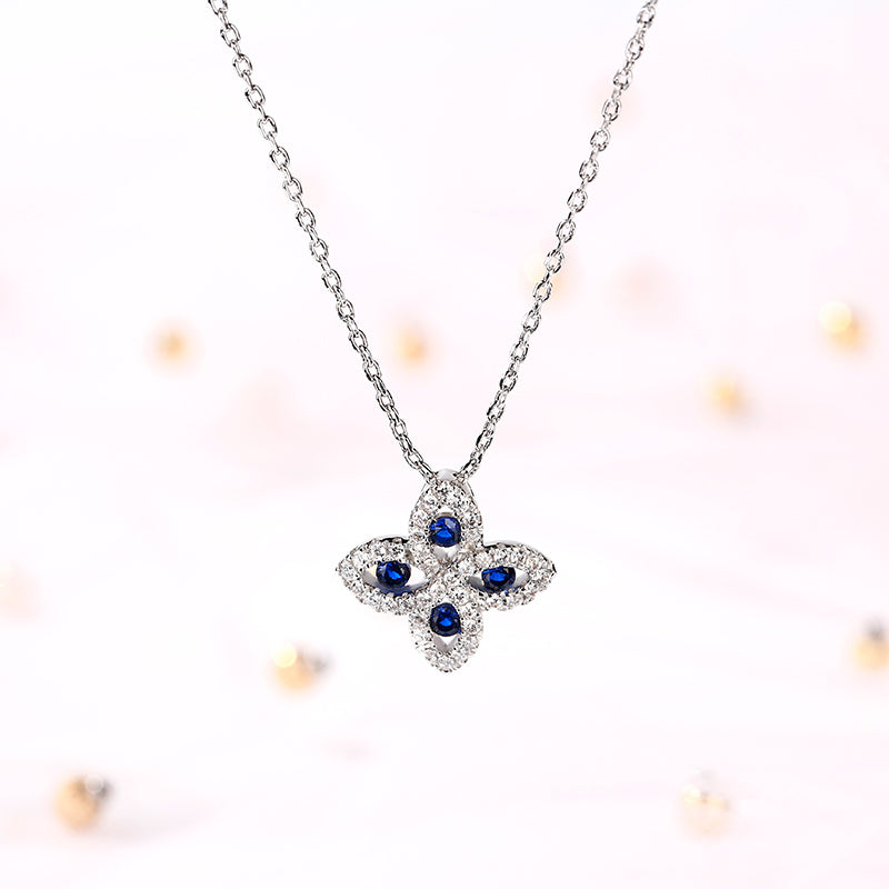 Lucky Flower Sterling Silver Necklace-JE-Juri Elle