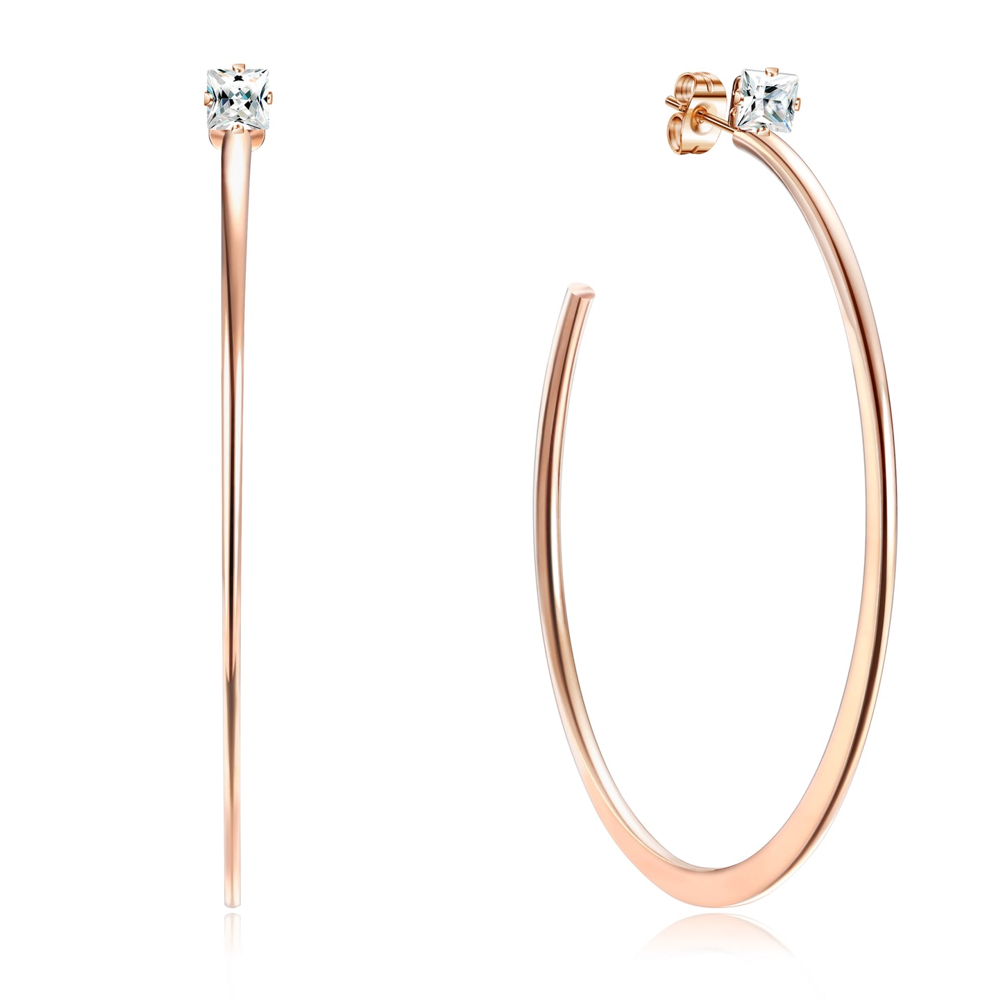 Stainly Stainless Steel Hoop Earrings with CZ for Women Teens Cubic Zirconia Stud Hoop Earrings