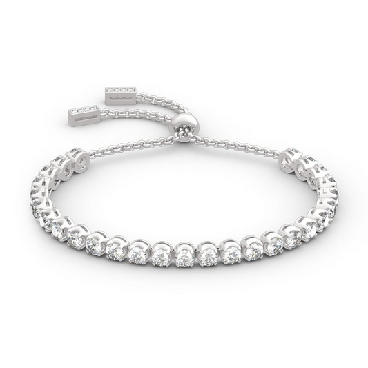Classic Round Cut Sterling Silver Bolo Tennis Bracelet-JE-Juri Elle