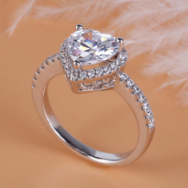 Halo Heart Cut Sterling Silver Ring-JE-Juri Elle