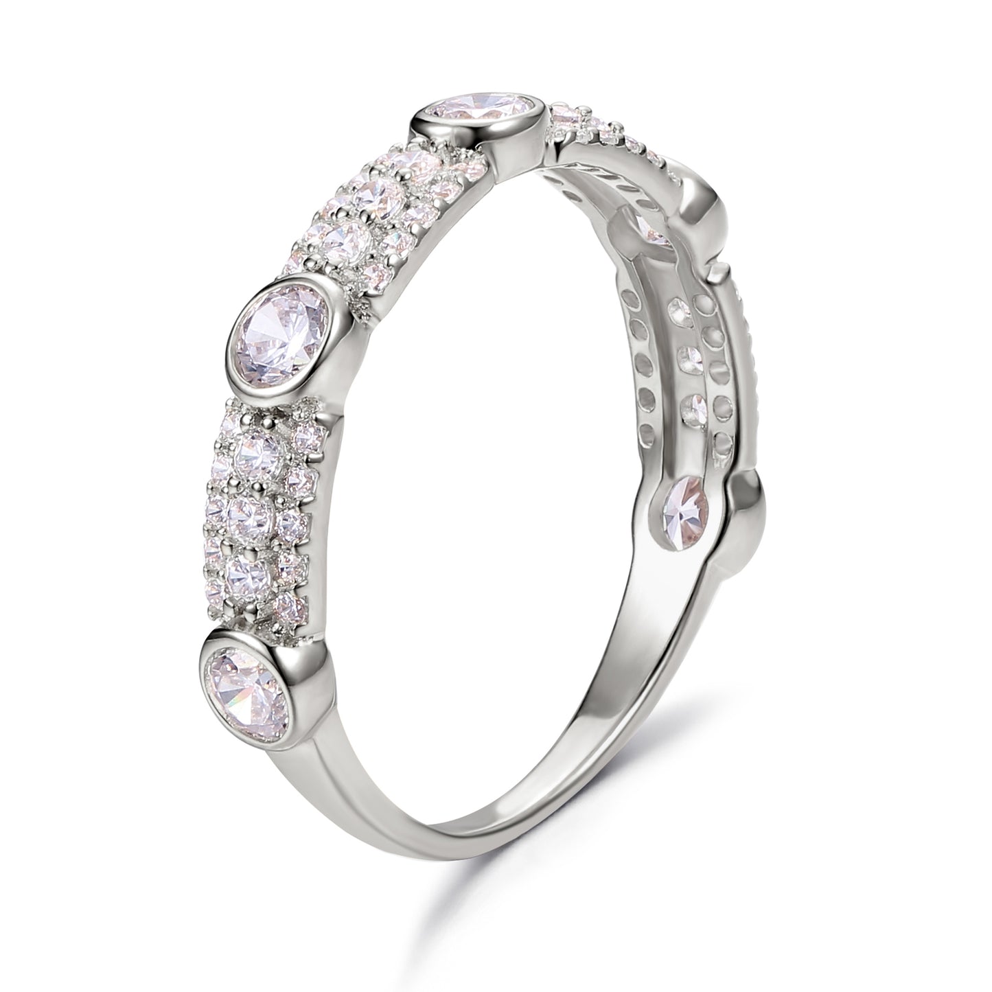 Classic Round Cut Sterling Silver Women's Band