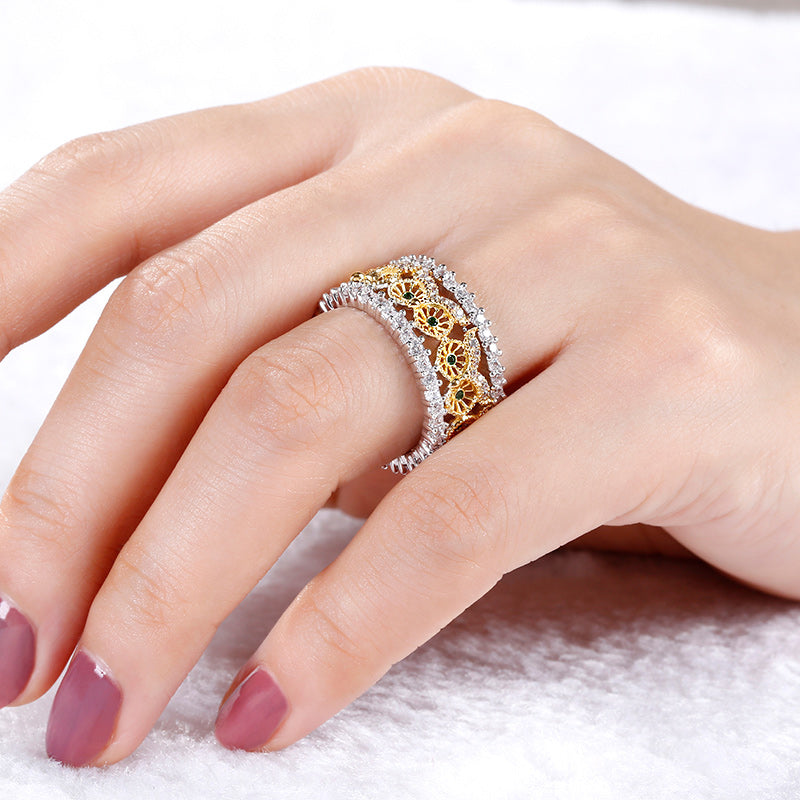 Two Tone Owlet Sterling Silver Women's Band-JE-Juri Elle