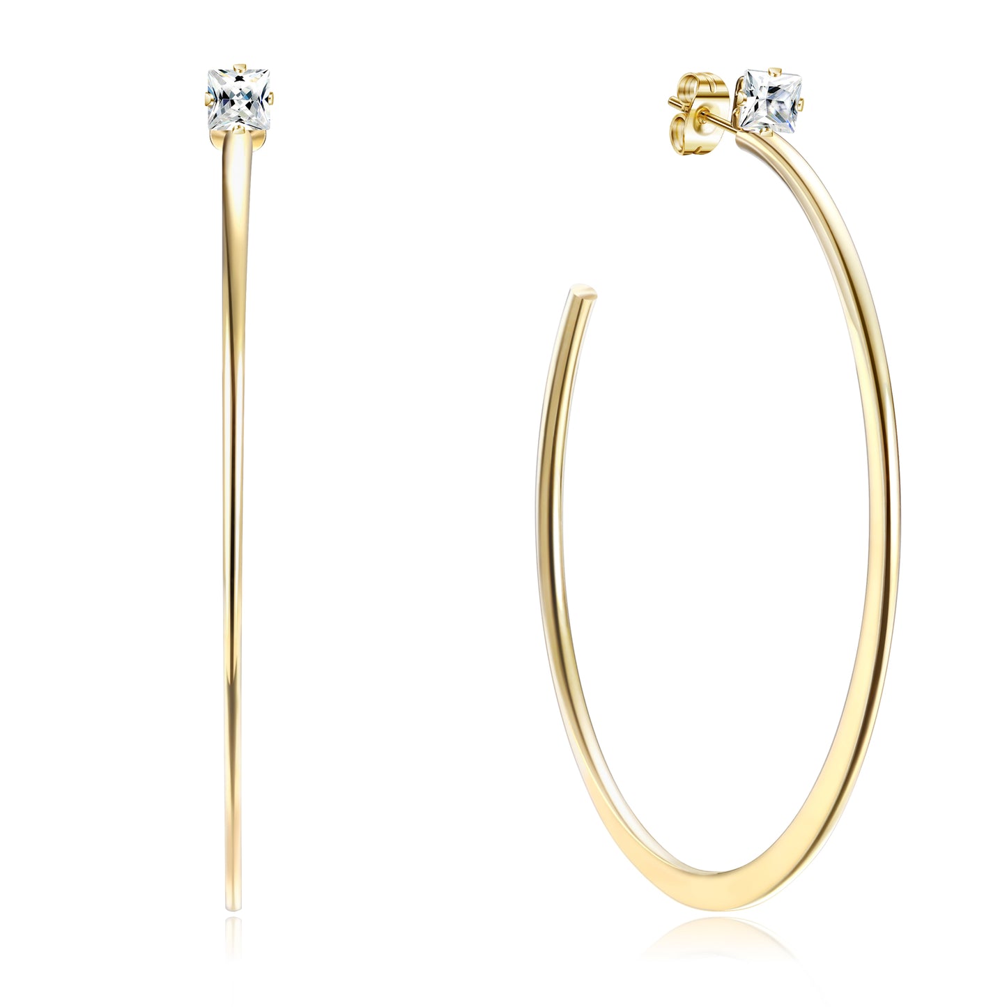 Stainly Stainless Steel Hoop Earrings with CZ for Women Teens Cubic Zirconia Stud Hoop Earrings