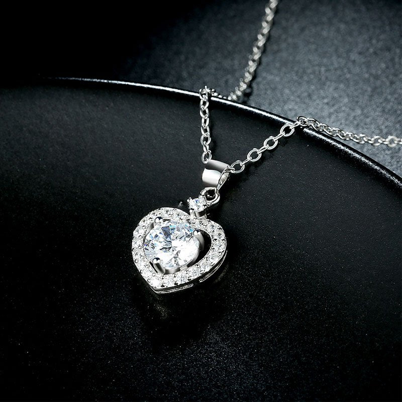 Heart Halo Sterling Silver Necklace-JE-Juri Elle