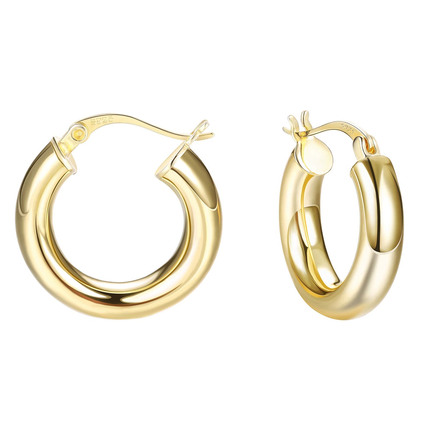 Round-Tube Thick Chunky Click-Top Light-weight Hoop Earrings for Women
