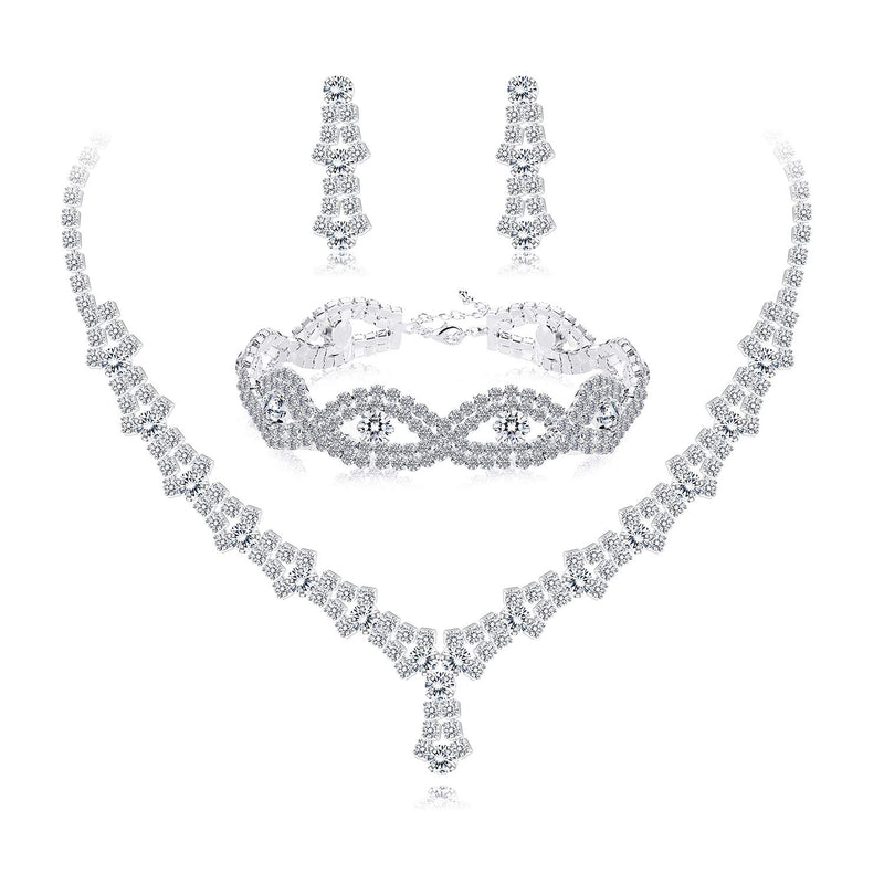 Rhinestone Necklace and Earrings Set