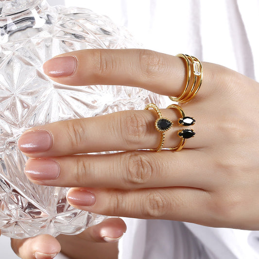 Bead Pear Cut Sterling Silver Ring-JE-Juri Elle