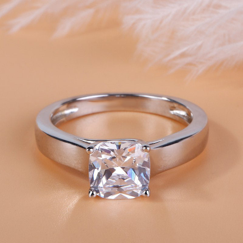 Cushion Cut Sterling Silver Ring-JE-Juri Elle