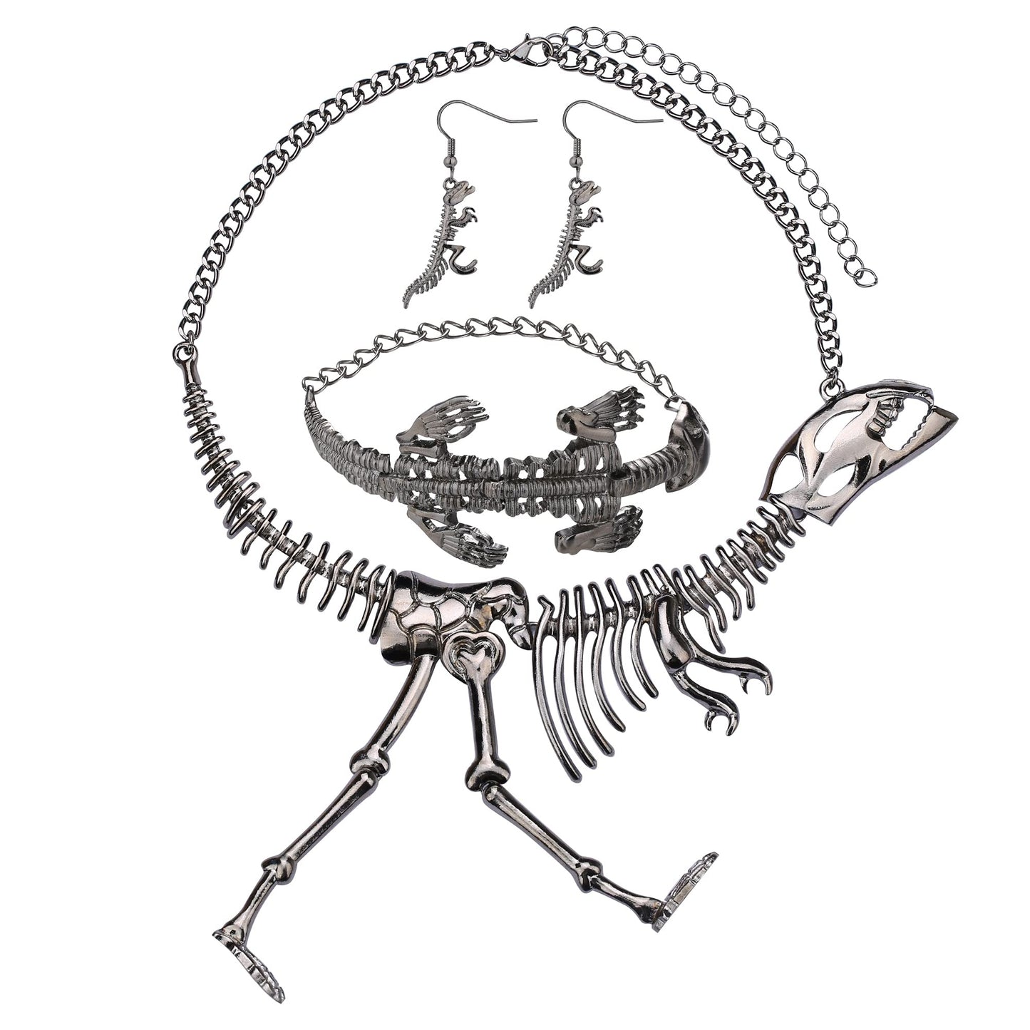 Punk Collier Boucles D'oreilles Et Bracelet Ensemble