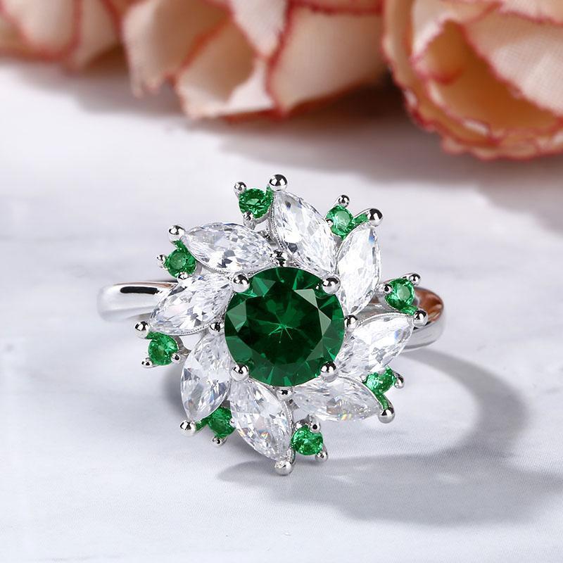 Halo Round Cut Sterling Silver Ring-JE-Juri Elle