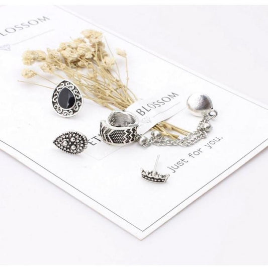 Bohemian Water Drop Chain 4 Piece Earring Set