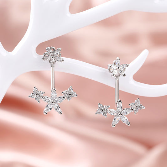 Flower Sterling Silver Ear Jackets-JE-Juri Elle