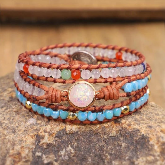 Bohemian Multi-colored Agate Bead Bracelet