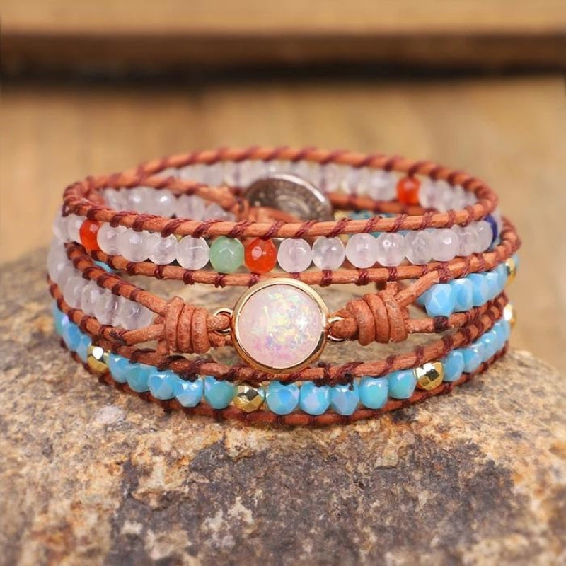 Bohemian Multi-colored Agate Bead Bracelet