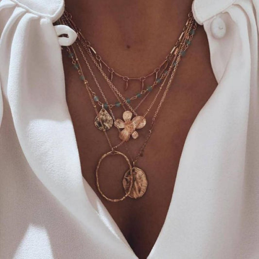 Bohemian Beaded Flower Pendant