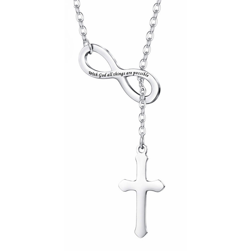 Stainless Steel Cross Necklace Infinity Necklace Religious Necklace Jewelry Inspirational Gift Chain Necklace for Women Men
