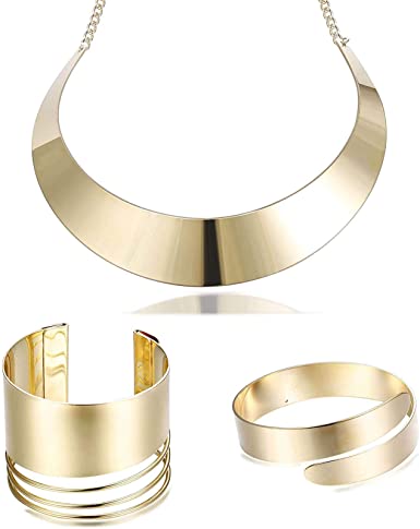 Ensemble de bracelets de brassard et de manchette ouverts avec collier ras du cou