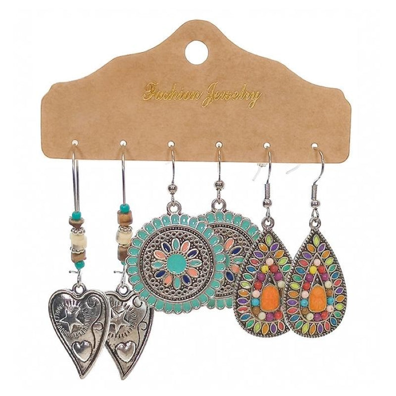 Bohemian Metal Tassel Earrings 3 Sets