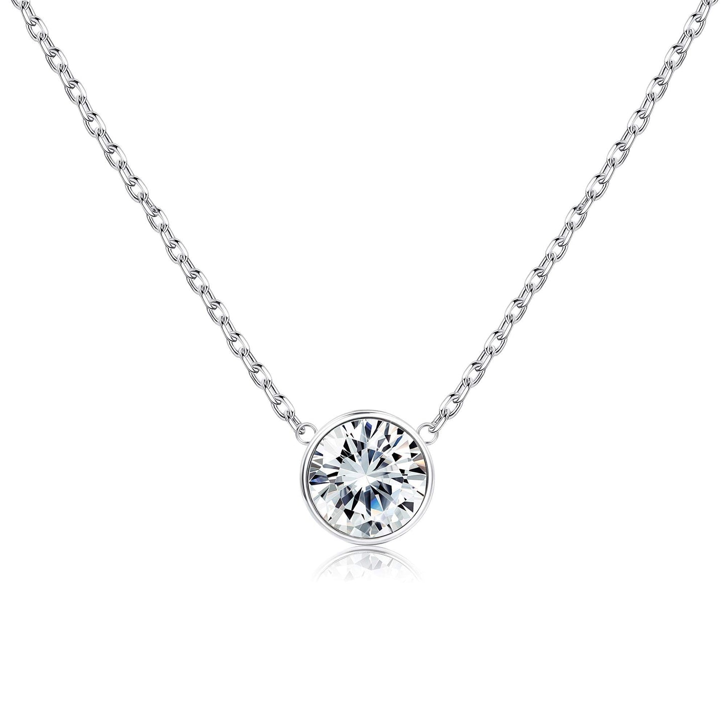 Cubic Zirconia Solitaire Pendant Necklace