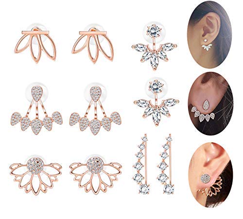  Hollow Lotus Flower Ear Jackets For Women Girls Ear Stud Simple Chic Earrings