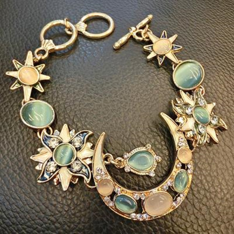 Bohemian Sun Stone Moon Stone Diamond Bracelet