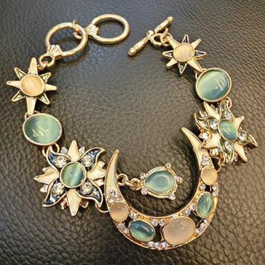 Bohemian Sun Stone Moon Stone Diamond Bracelet