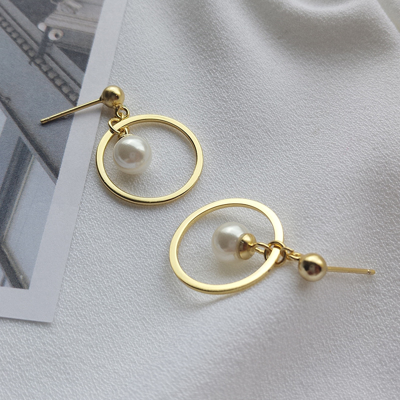 Beaded Tassel Sterling Silver Plated Gold Stud Earrings