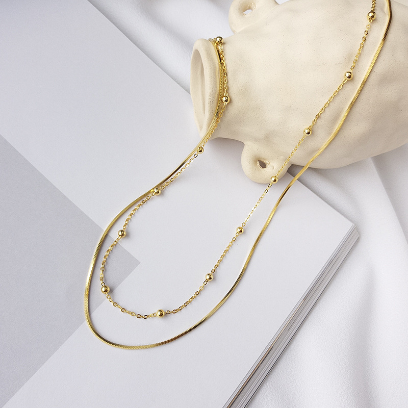 Adjustable Beading Sterling Silver Plated Gold Necklace