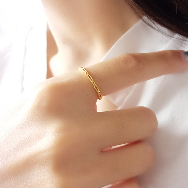 Opening Adjustable Hollow Sterling Silver Plated Gold Ring