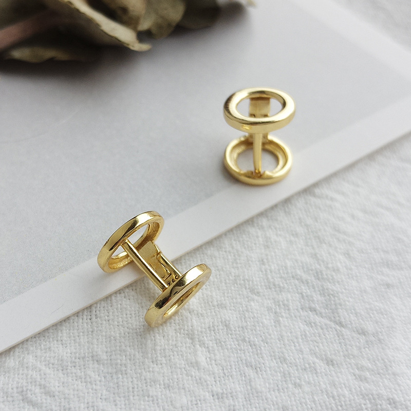 Cylindrical Hourglass Sterling Silver Plated Gold Earring