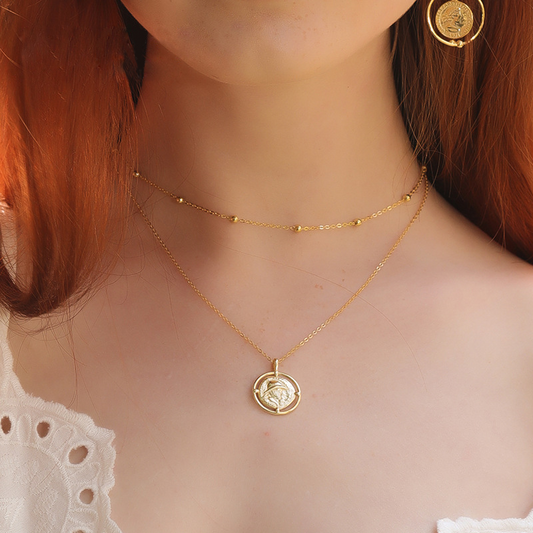 Navigator Sterling Silver Plated Gold Necklace