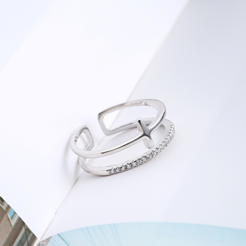 Bague ajustable en argent sterling à double couche