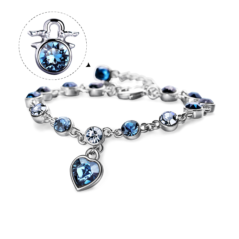 Love At First Sight Heart Round Cut Swarovski  Alloy Bracelet