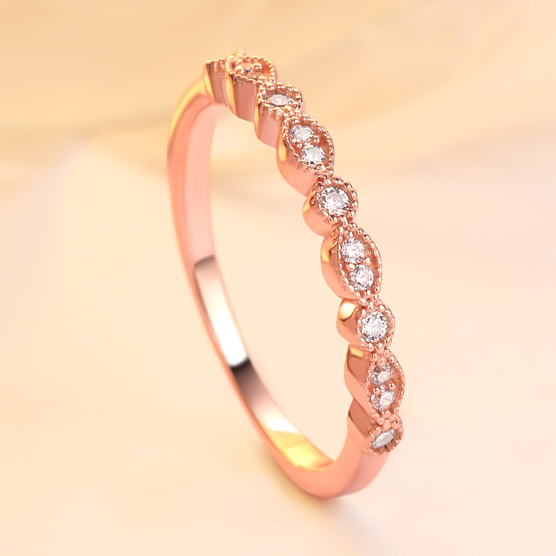 Rose Gold Round Cut Sterling Silver Ring-TL-Juri Elle