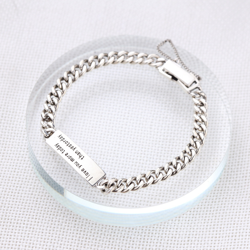 Ethnic Style Lettering Sterling Silver Bracelet