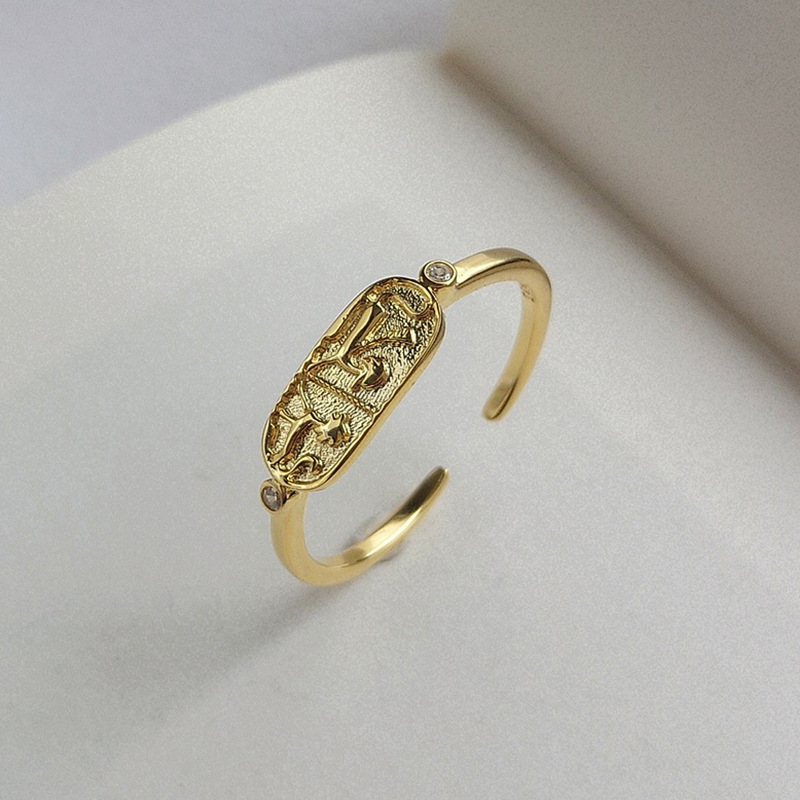 Adjustable Golden Round Cut Sterling Silver Plated Gold Ring