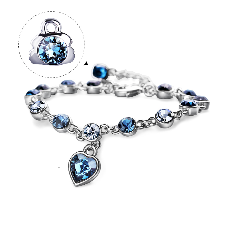 Love At First Sight Heart Round Cut Swarovski  Alloy Bracelet