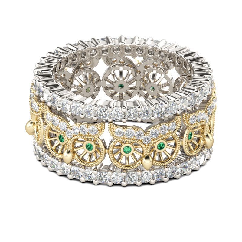 Two Tone Owlet Sterling Silver Women's Band-JE-Juri Elle