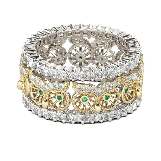 Two Tone Owlet Sterling Silver Women's Band-JE-Juri Elle