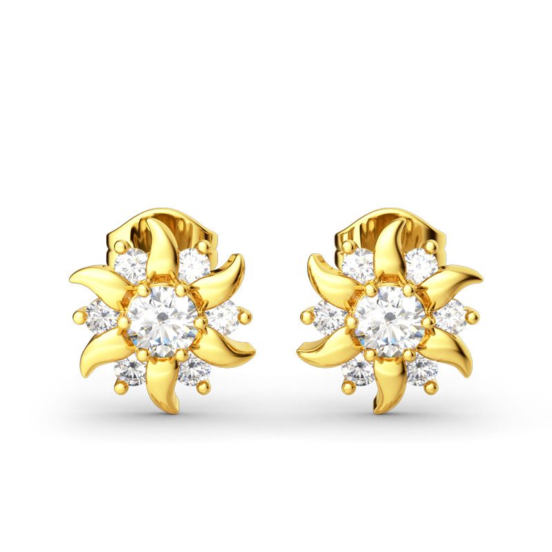Sunflower Sterling Silver Stud Earrings-JE-Juri Elle