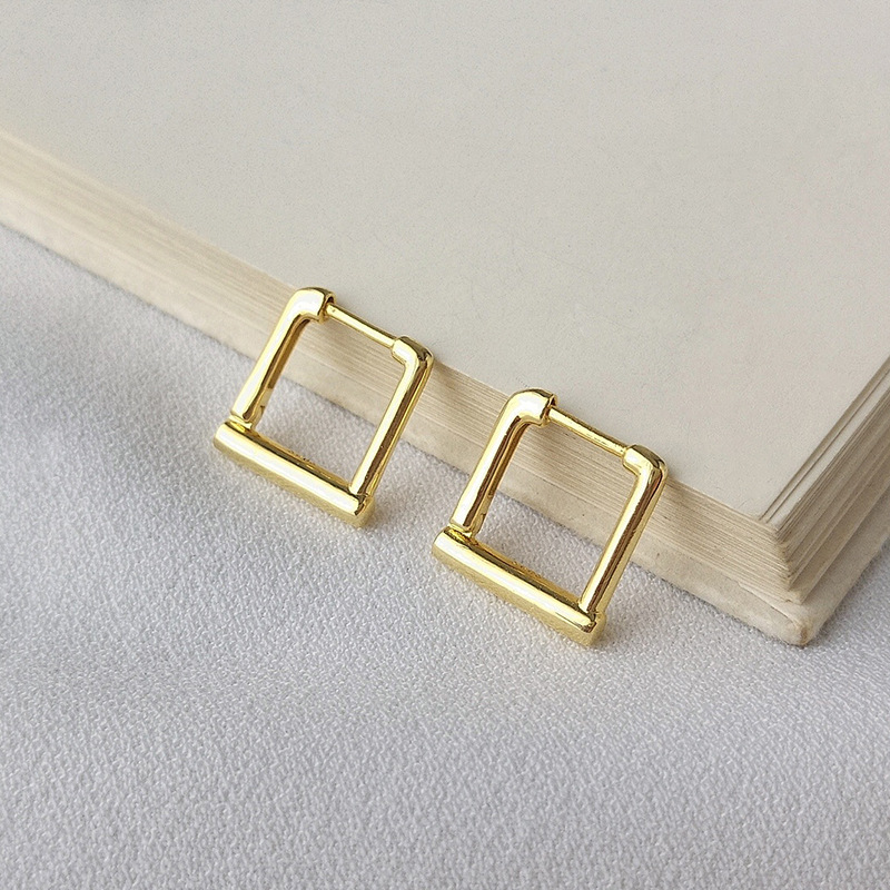 Geometric Sterling Silver Plated Gold Earring