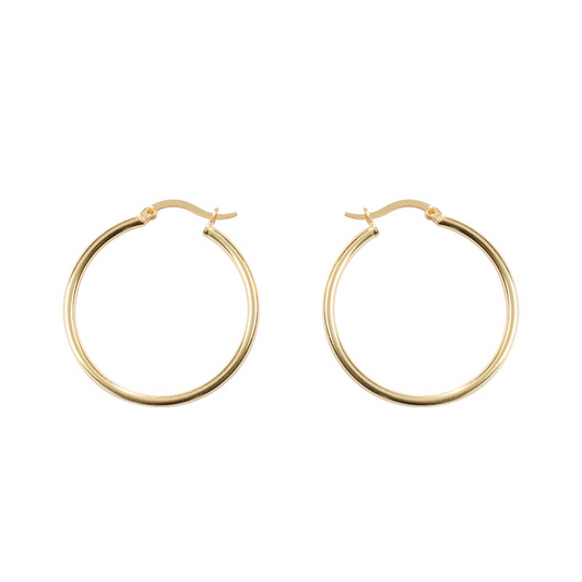 Simple Circle Sterling Silver Plated Gold Earring