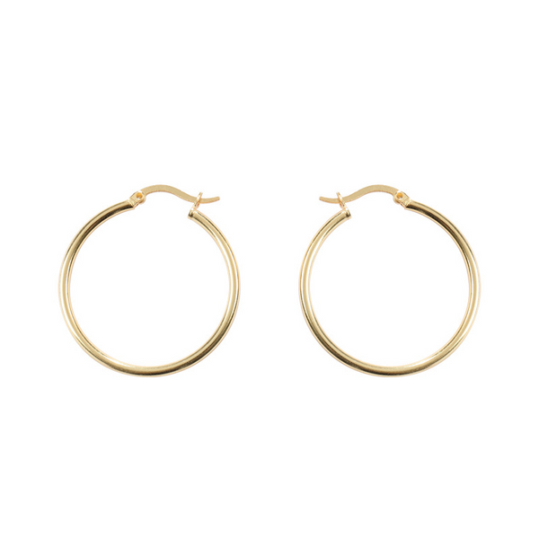 Simple Circle Sterling Silver Plated Gold Earring