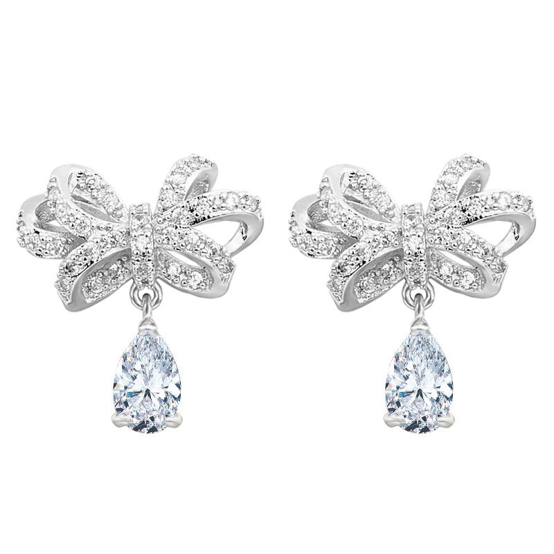 Bowknot Pear Cut Drop Earrings-JE-Juri Elle