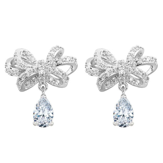 Bowknot Pear Cut Drop Earrings-JE-Juri Elle