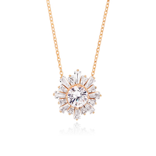 Being Your Sunshine Round Cut Sterling Silver Plated 14k Rose Gold Necklace