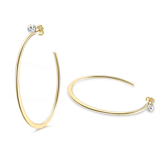 Stainly Stainless Steel Hoop Earrings with CZ for Women Teens Cubic Zirconia Stud Hoop Earrings