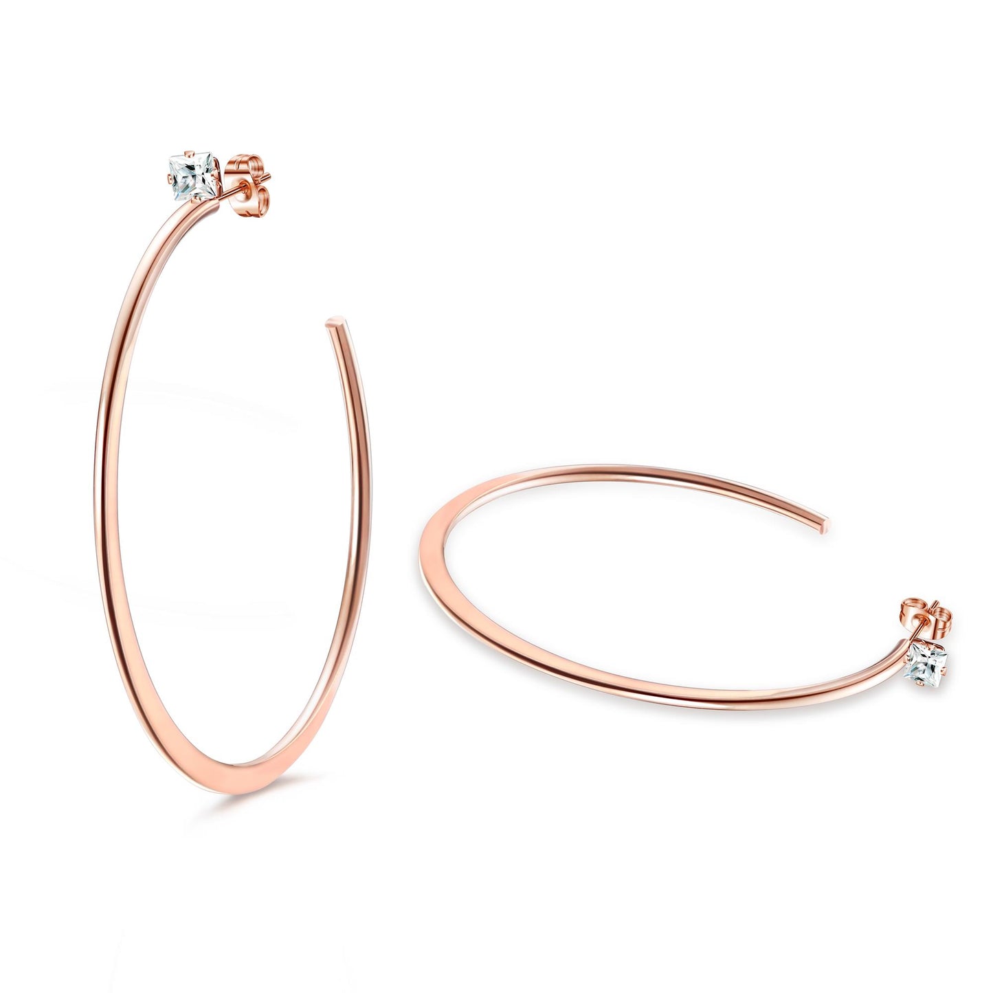 Stainly Stainless Steel Hoop Earrings with CZ for Women Teens Cubic Zirconia Stud Hoop Earrings